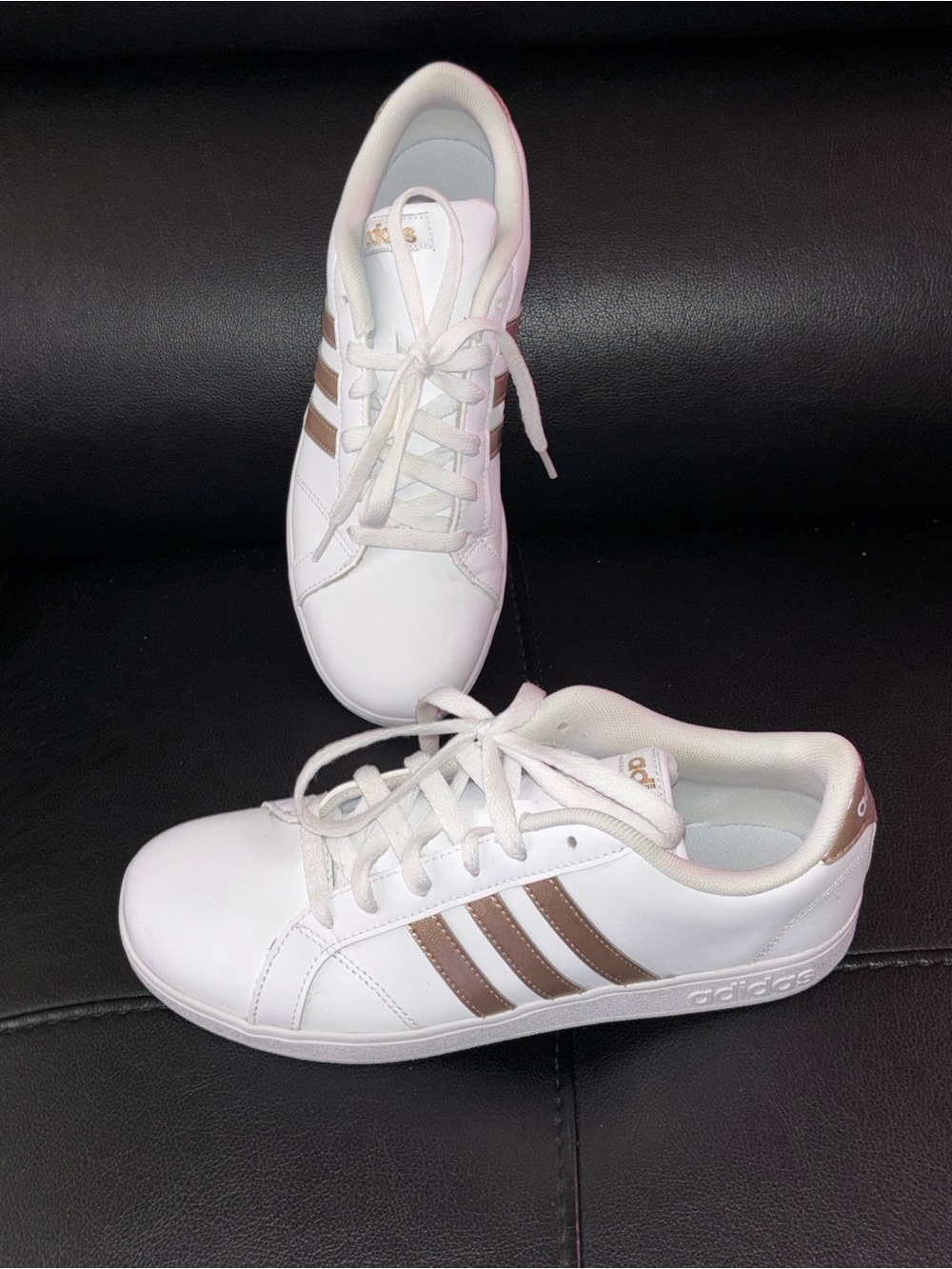 Girls Adidas NEO Baseline Kid's Shoes Rose Gold / White 6 Youth